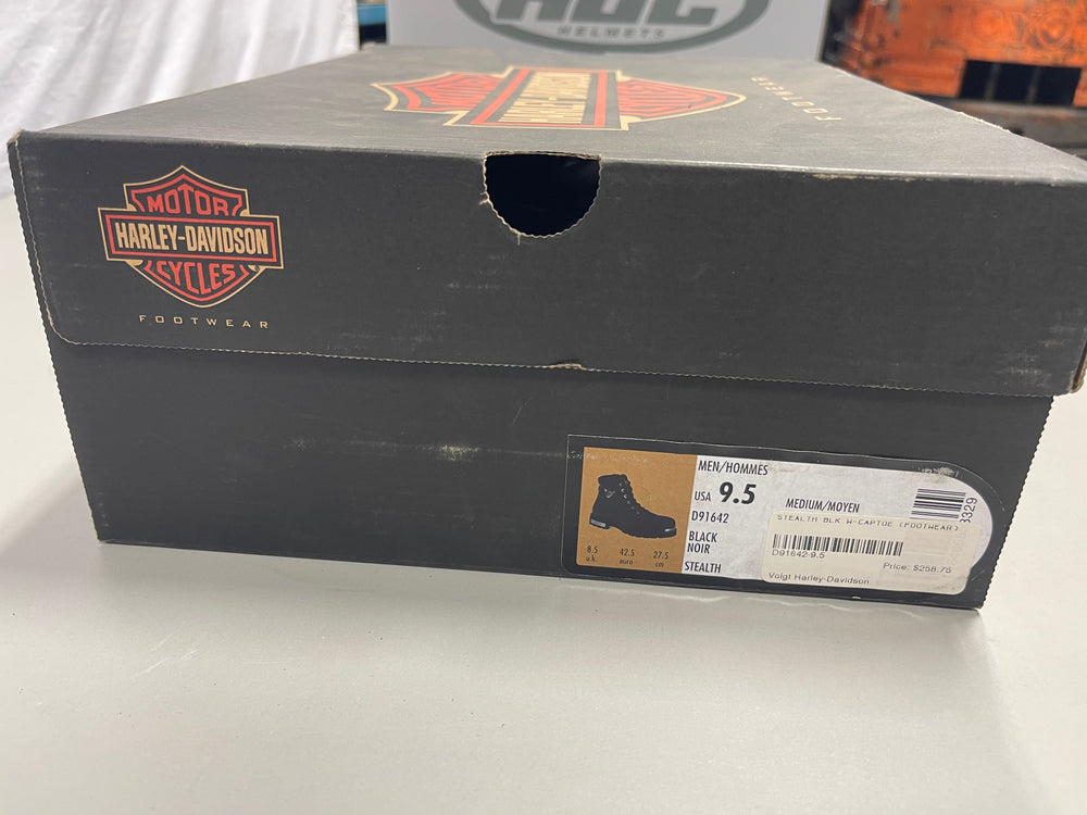 Harley-Davidson Stealth Mens Boots Black 9.5 D91642 Cap Toe Side Zip NEW