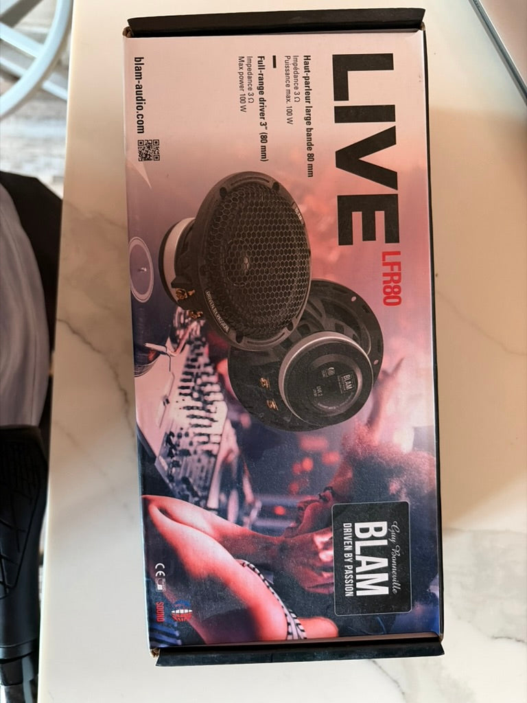 BLAM Live LFR80 3" 80mm Full-Range Speakers Pair 100W Made in France Car Audio