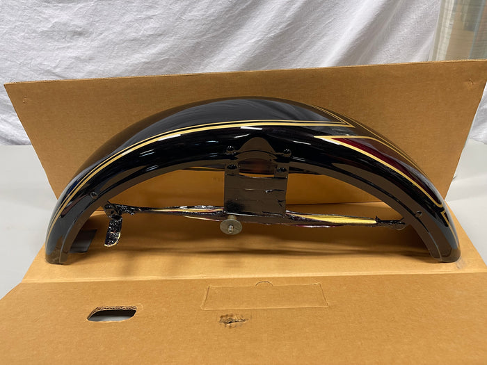 Harley-Davidson FL Front Fender Black Candy Red Gold Pinstripe Touring Softail