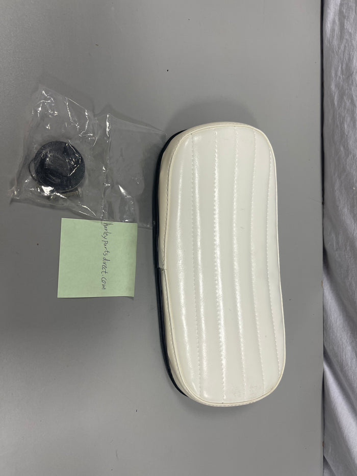 NOS Harley Hi-Lo Comfort Flex Backrest Pad White 52546-77A AMF w/ Hardware