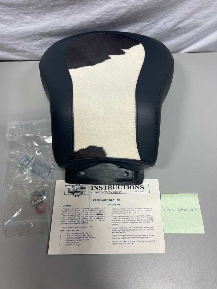 NOS Harley FLSTN Nostalgia Cow Glide Passenger Seat Cowhide 52204-93 Softail Kit