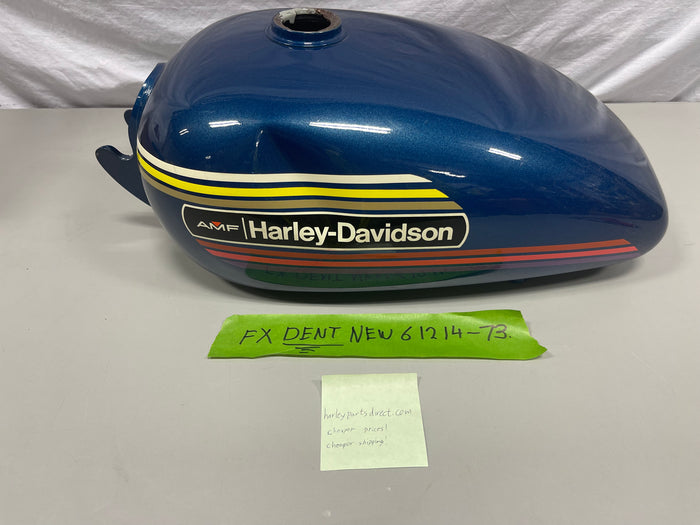 NOS Harley FX Super Glide Gas Tank Metallic Blue 61214-73 AMF Shovelhead OEM