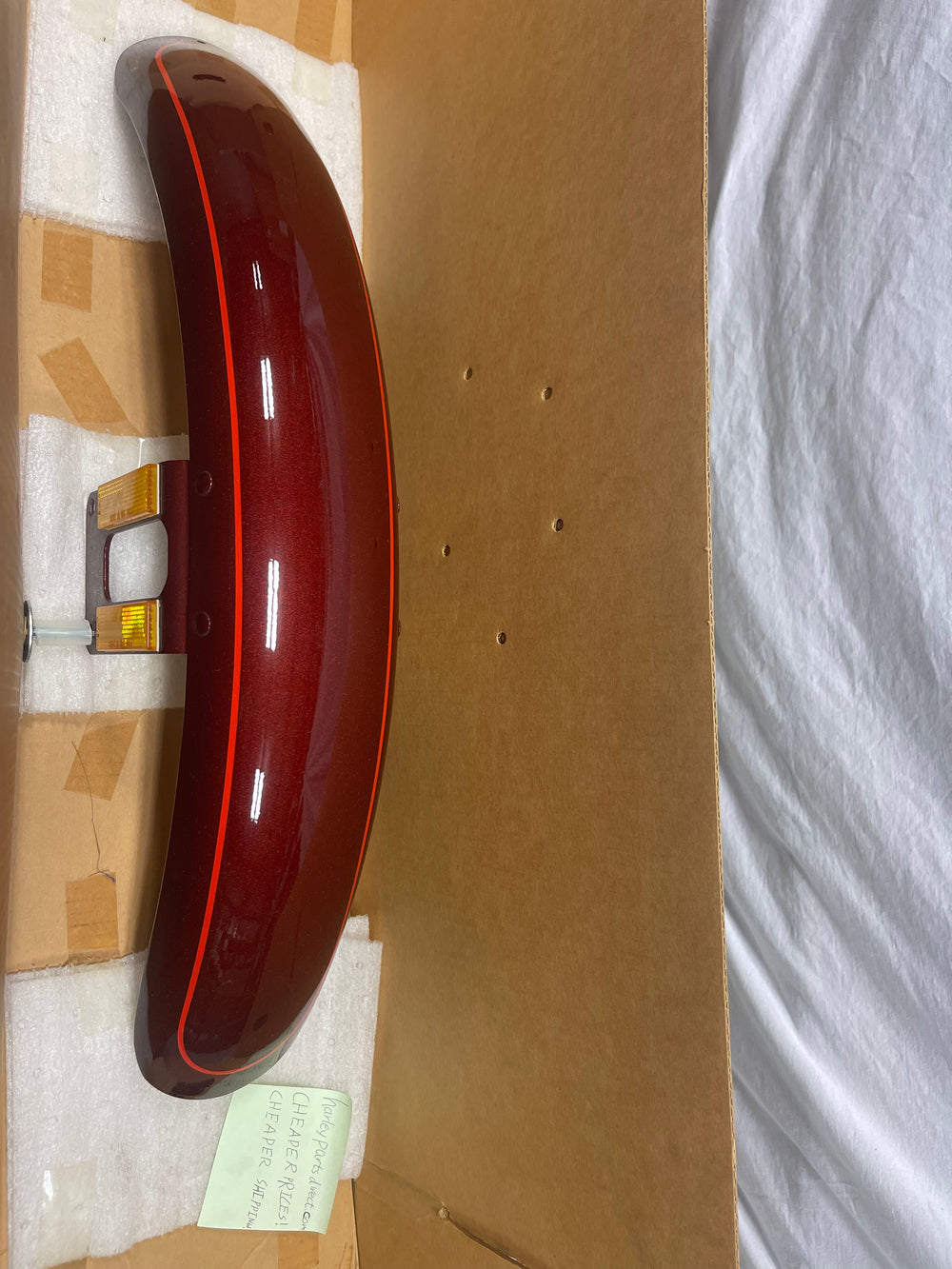 NOS Harley FX Front Fender Candy Red Orange Pinstripe 1987 1988 98642B OEM Evo
